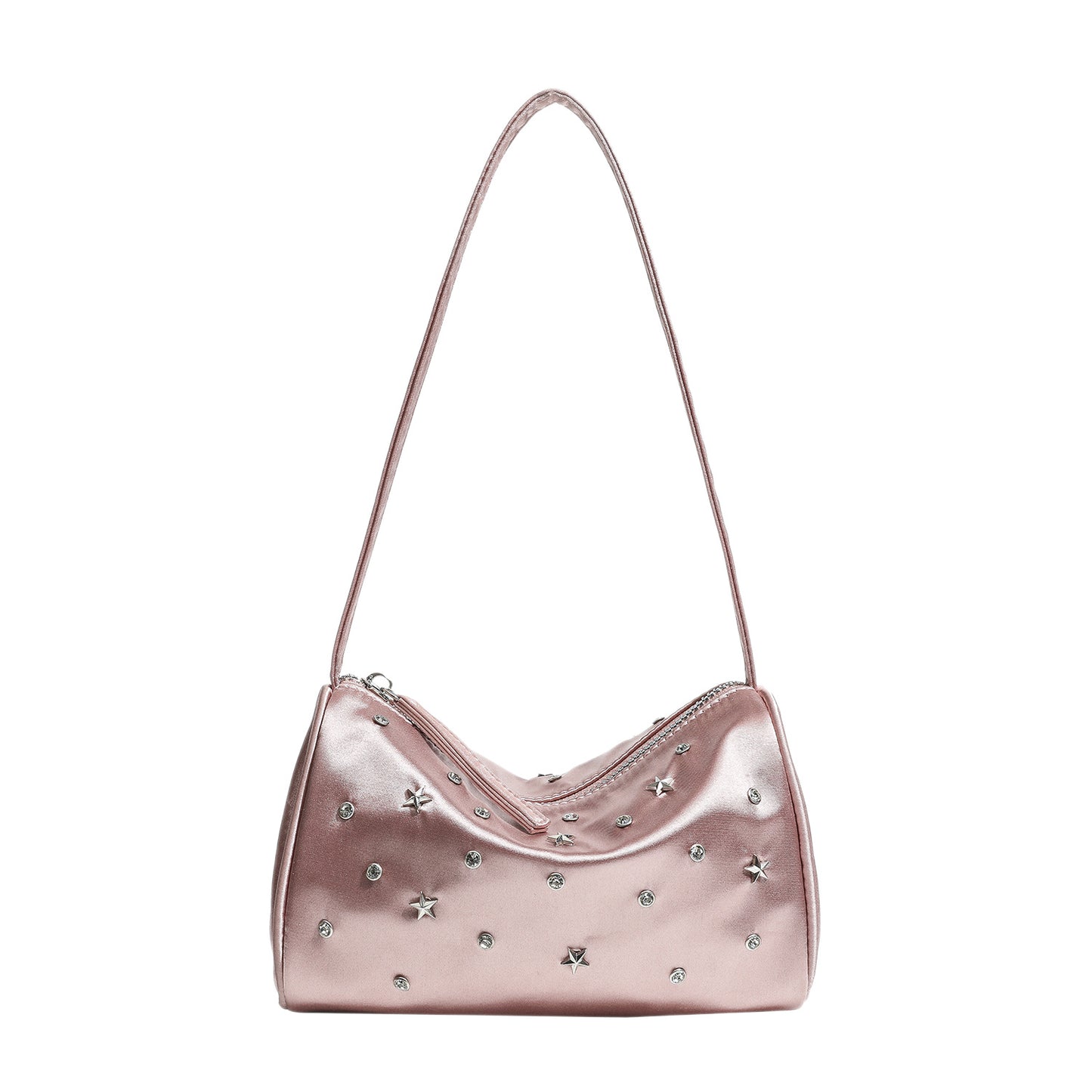 Elegant Satin Crossbody Bag with Star Rhinestone Details for Daily Stylish Look