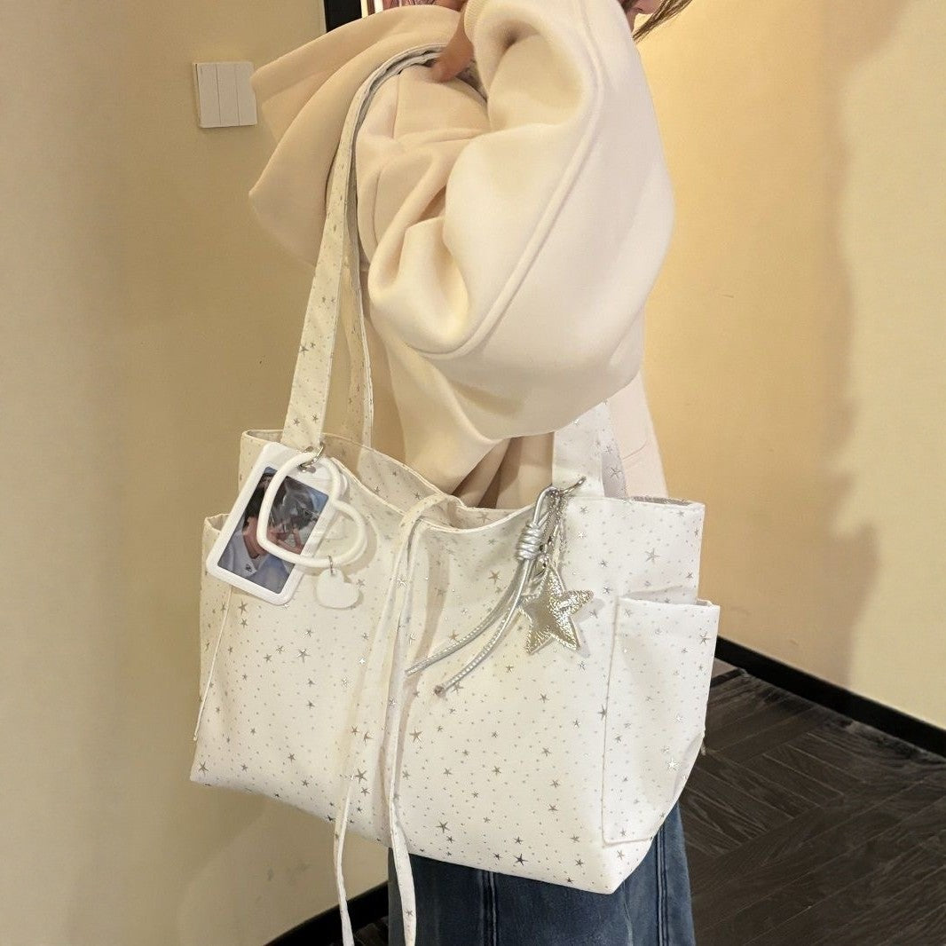 Women's Shoulder Bag Korean Style XINGX Rhinestone Canvas Tote Bag Large Capacity Shoulder Portable Commute Leisure Travel Versatile