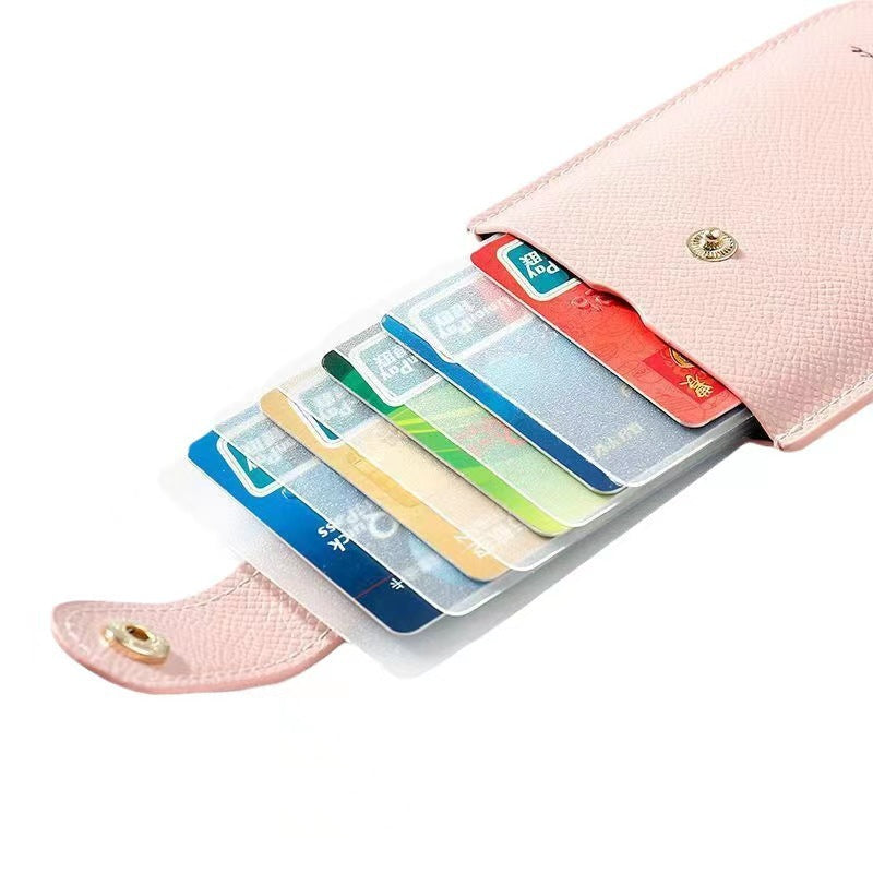 Multi-Color Hidden Pull-out Card Holder Storage Multiple Card Slots Pu Laminated Business Card Holder Leather Buckle Card Holder Name Card Holder