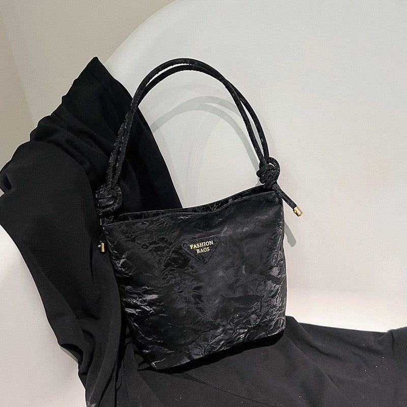 Women's Bag New Fashion Simple Solid Color Textured Artistic Style Western Style Leisure All-Match Shoulder Bag