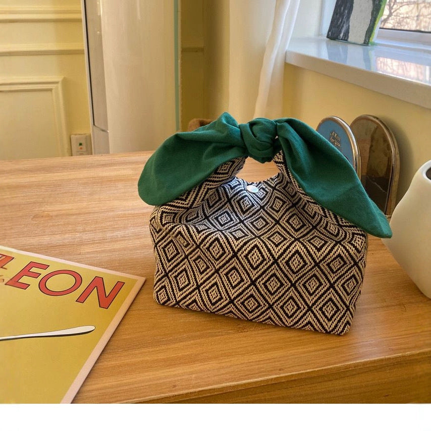 Japanese Style Lunch Bag Women's Work Hand Rabbit Ears Zebra Pattern Students Lunch Box Bags Fashion Lunch Box Bag