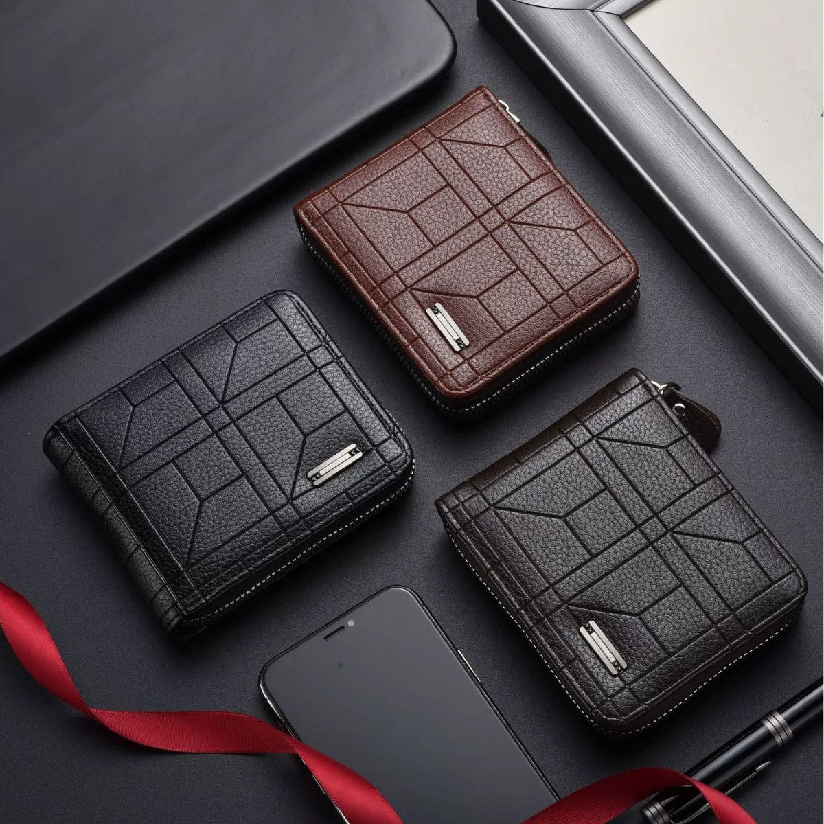 2026 New Men's Compact Zipper Wallet with Multiple Card Slots and Soft PU Leather Design for Daily Use
