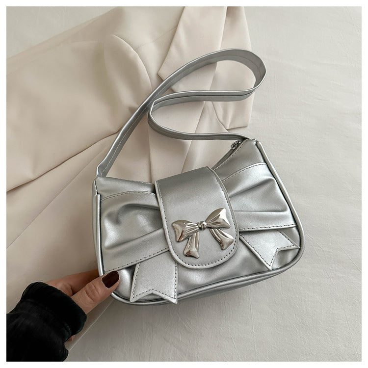 French Style Mini Crossbody Bag with Bow Detail, Trendy Casual Square Shape for Daily Wear