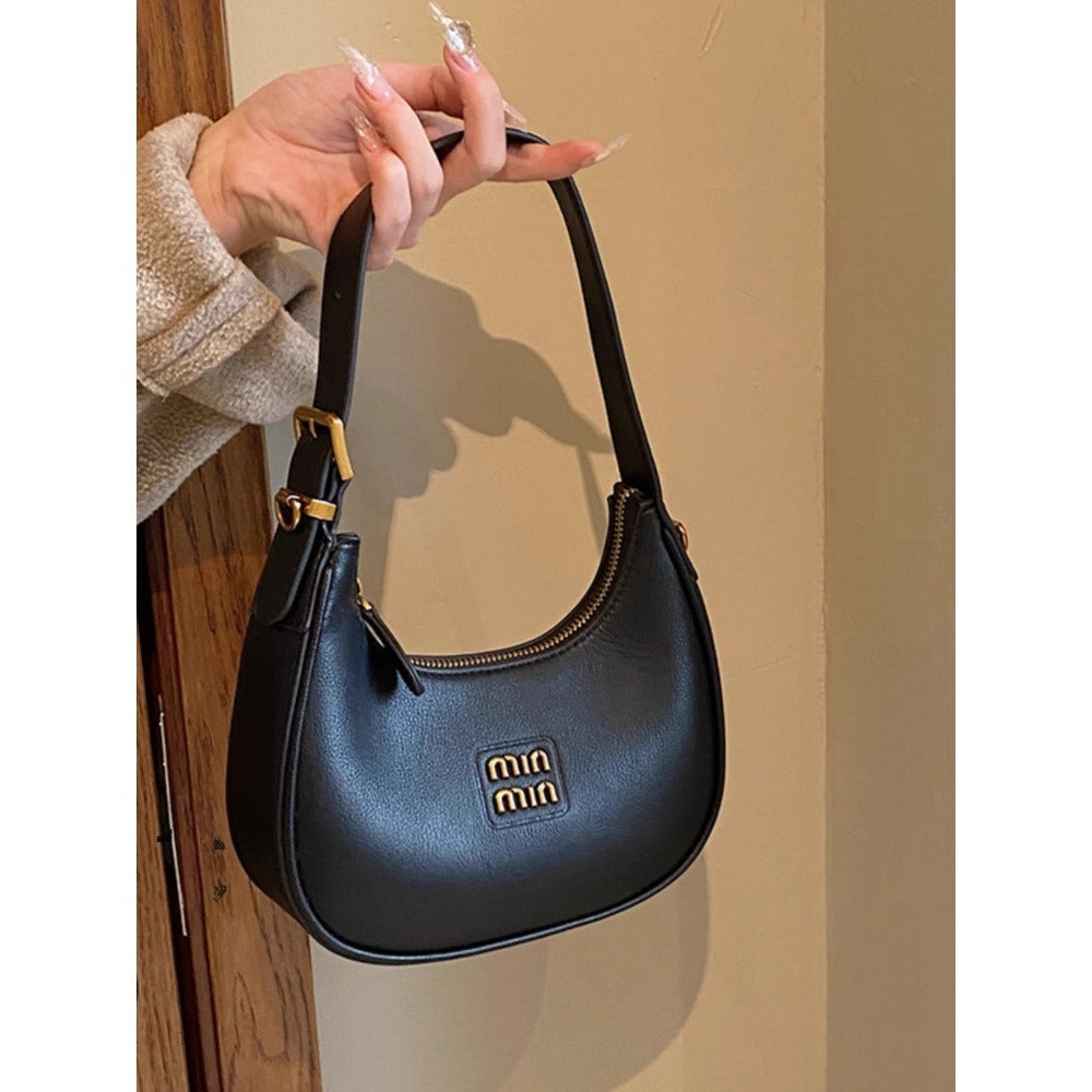 Dumpling Bag Women's New Fashion Commuter Black Crossbody Bag Hand Carrying Underarm Bag