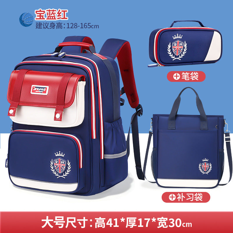 2026 New Kids Backpack for Grades 1-6, Lightweight & Ergonomic Design with Large Capacity, Breathable and Waterproof Oxford Fabric, British Style School Bag with Pencil Case and Study Bag Set