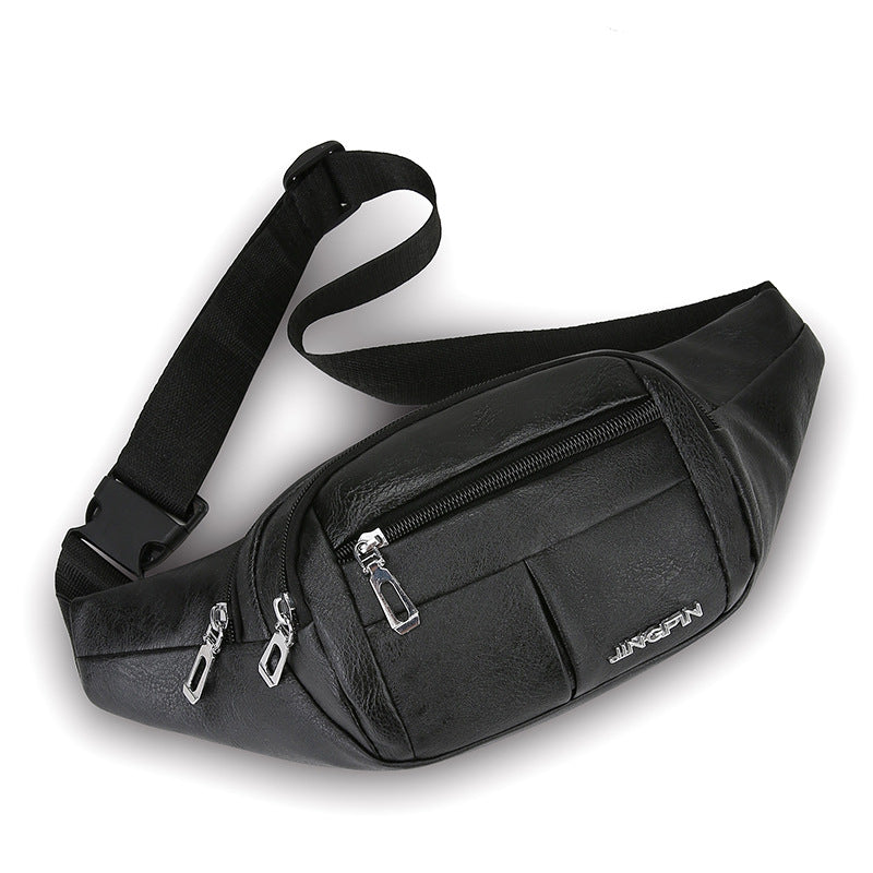 Chest Bag Men's Multi-Compartment Outdoor Sports Hard-Wearing Crossbody Bag Pu Waterproof Waist Bag