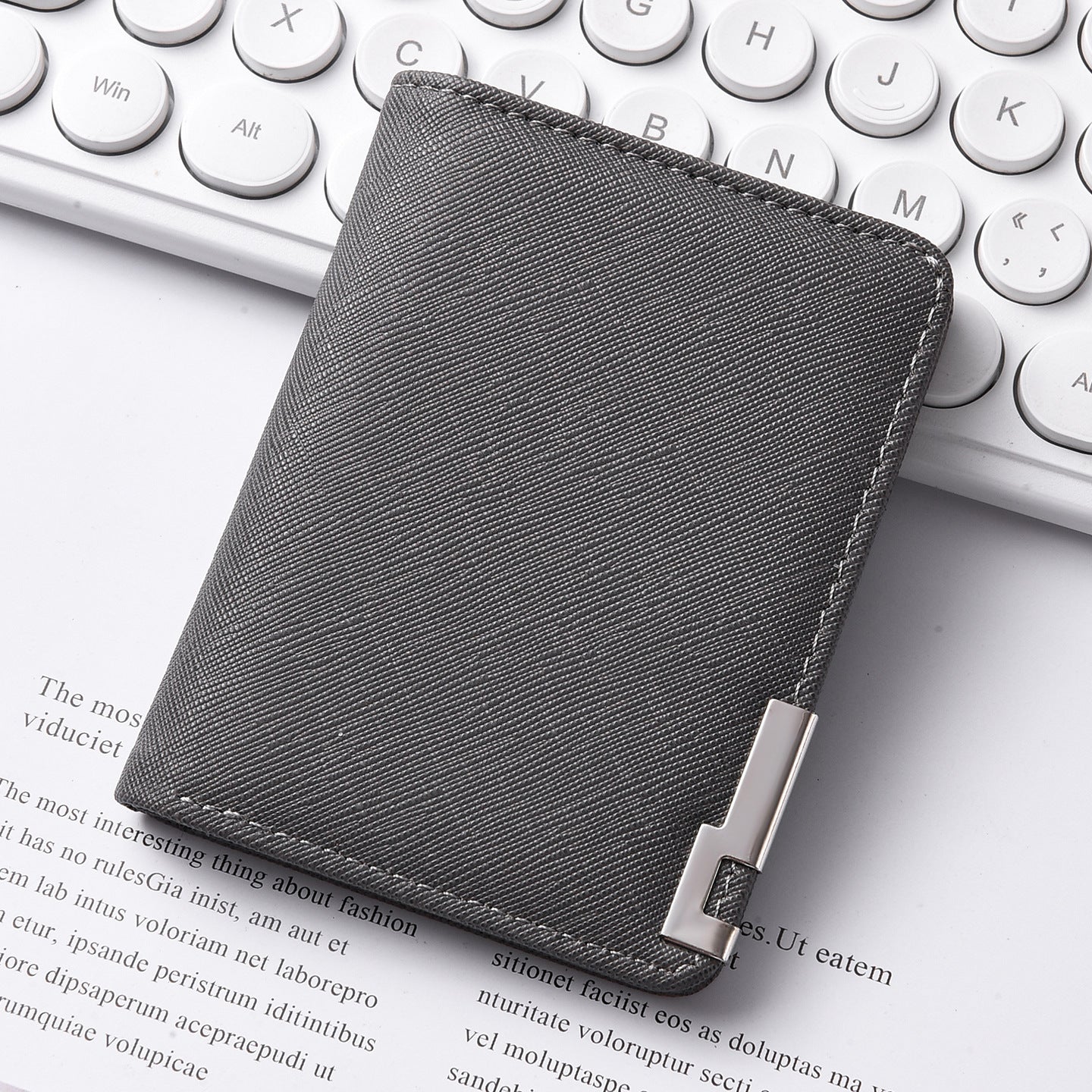 Wallet Men's Short Wallet Iron Edge Cross Pattern Men's Multiple Card Slots Wallet Card Holder Wallet Men's High Sense