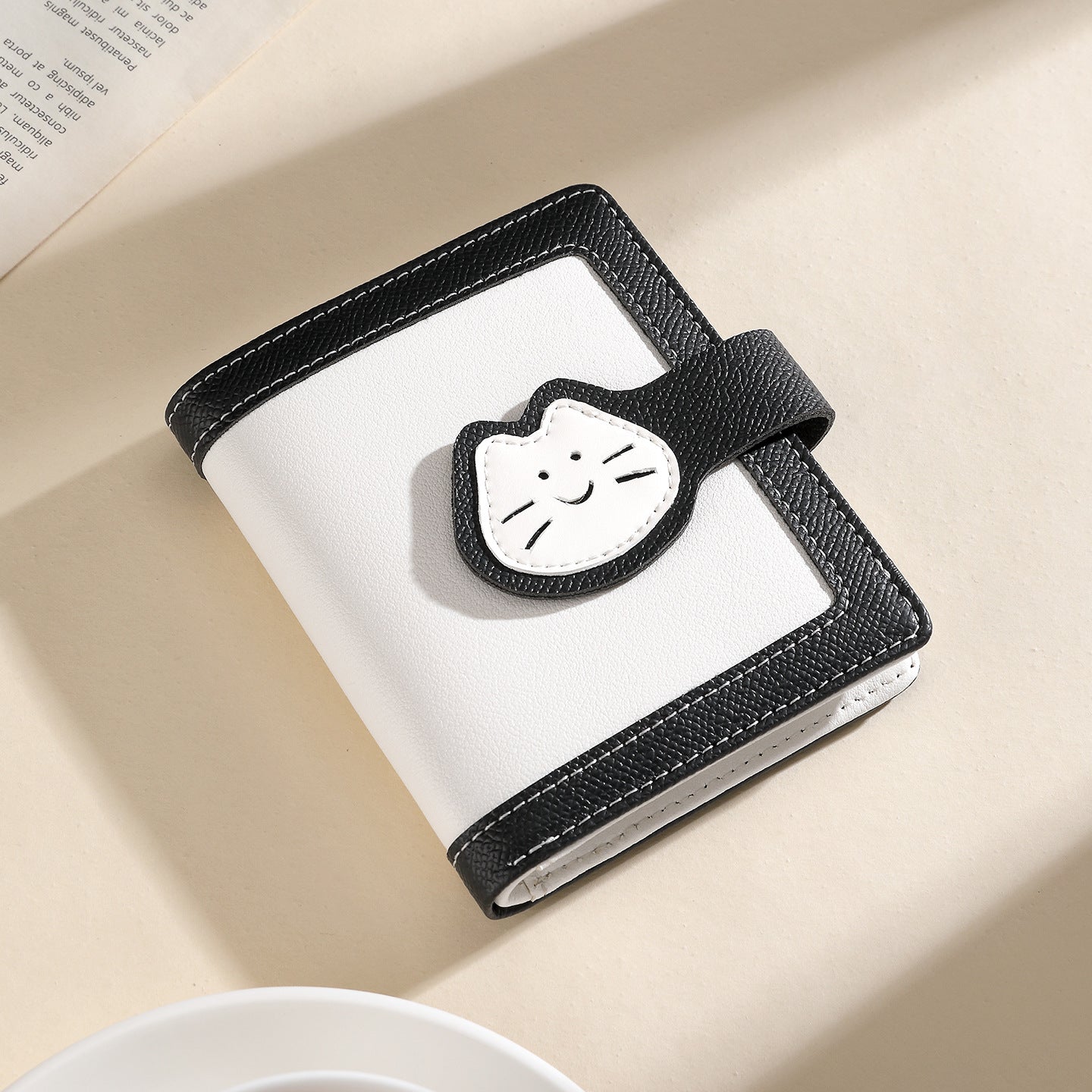 Multiple Card Slots Student Cute Cat Buckle Short Pu Wallet Simple Tri Fold Women's Wallet Wallet