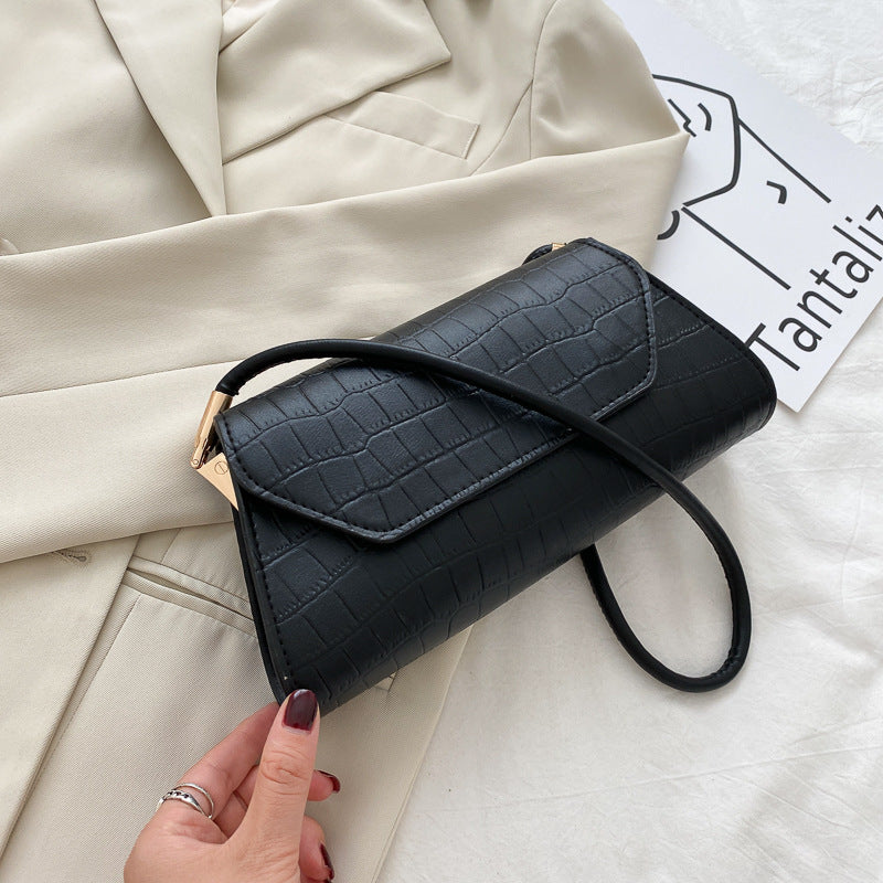 Chic Crocodile-Textured Crossbody Bag with Minimalist Design for Everyday Fashion