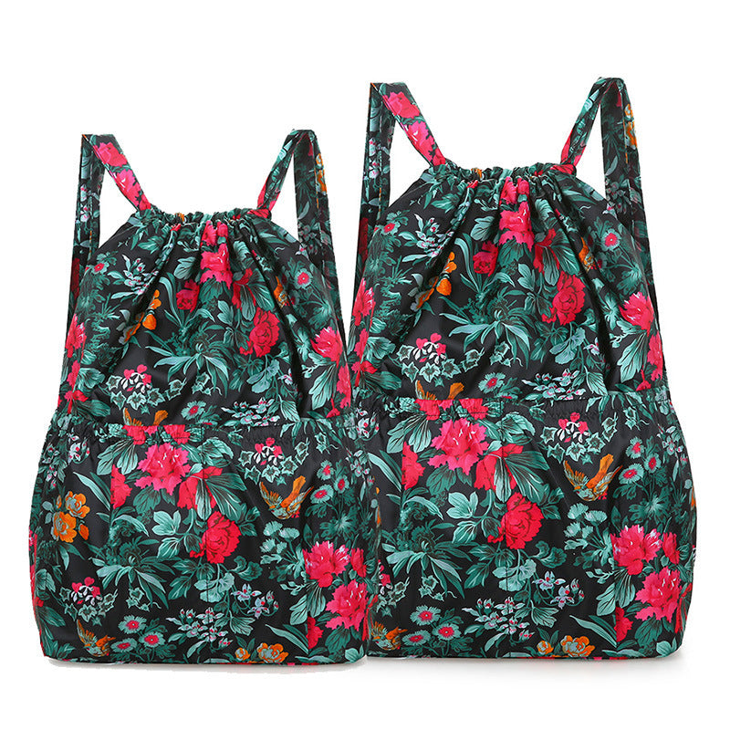 Women's Backpack Fashion Drawstring Backpack Hot Air Balloon Printing Lightweight and Large Capacity Suitable for Daily Travel