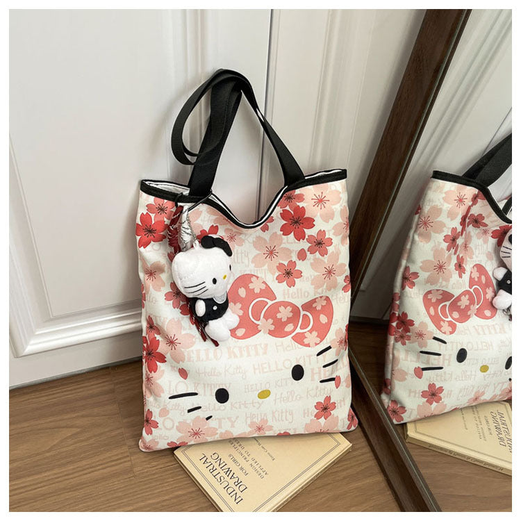 Handbag Women's Large Capacity Fashion New Hello Kitty Cartoon Portable All-Match Single-Shoulder Bag