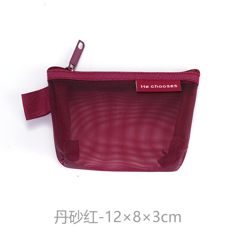 Transparent Mesh Storage Pouches for Cosmetics, Keys, Cards, and Travel Essentials - Modern Minimalist Design
