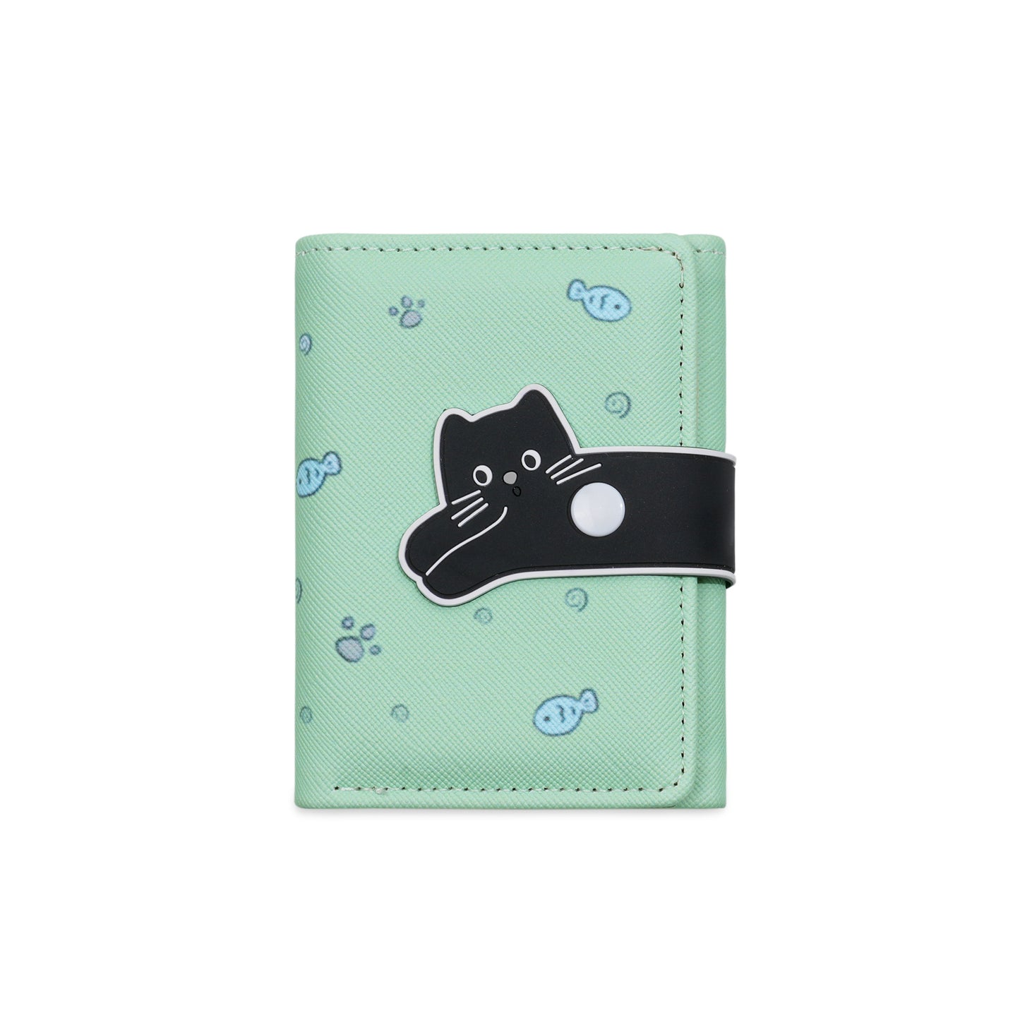 Cute Cat Women's Wallet Fish-Shaped Embellished Soft Buckle Design Everyday Joker Practical Card Holder
