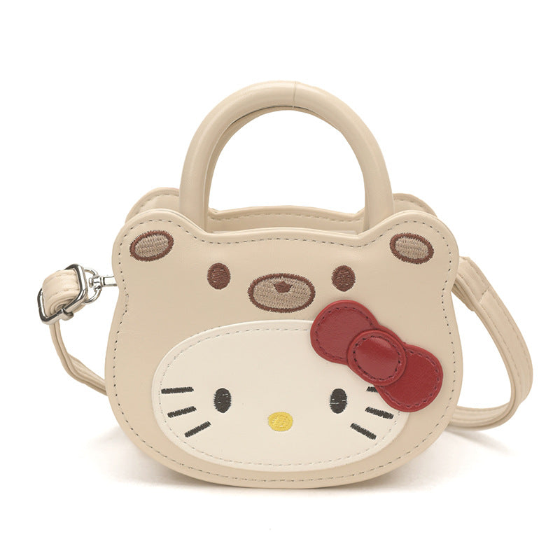 Cute Kitty Face Mini Handbag 2026 New Korean Style Denim Crossbody Bag for Kids and Parents Daily Use