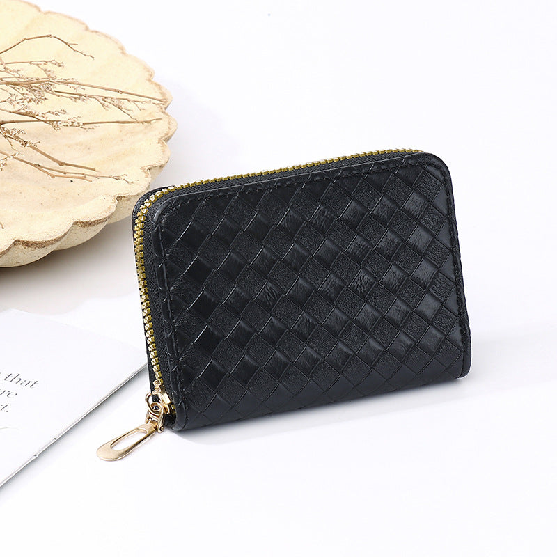 Elegant Women's Card Holder with Multiple Slots, Zipper Wallet, Fashion Letter Print Design for Daily Use