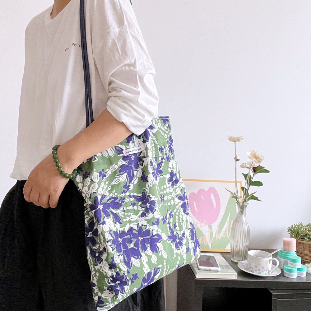 Shoulder Bag Women's Summer Fresh Floral Bag Design Pu Strap Commuter Thin Combed Cotton Bag
