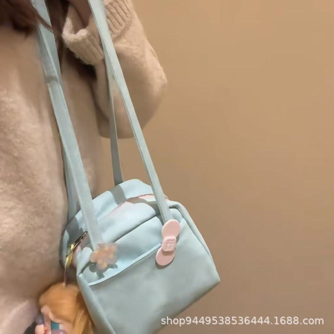Chic Velvet Shoulder Bag with Cute Doll Charm for Daily Streetwear and Commuting