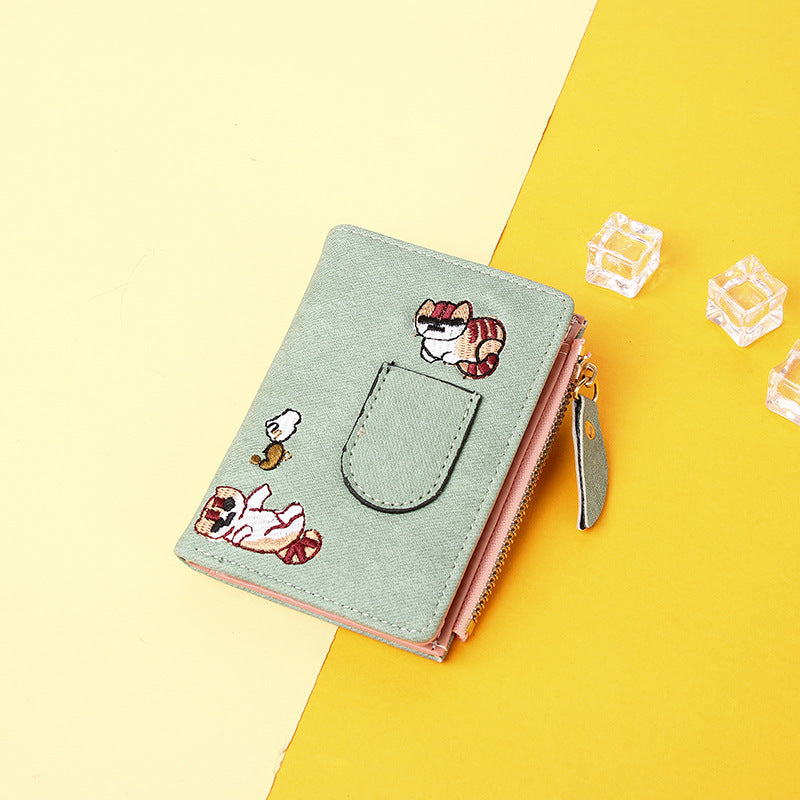 Cute Cartoon Kitten Wallet for Women Ultra-Thin Zipper Card Bag Strap Pocket Design Daily Fashion Matching Essential