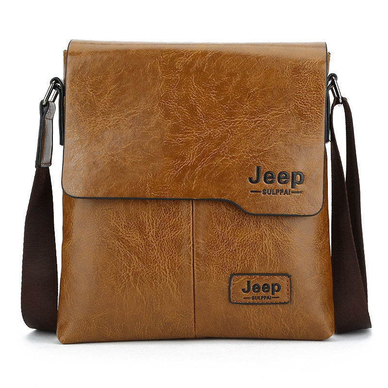 Retro Men's Crossbody Bag with Jeep Logo, Stylish Urban Travel Shoulder Bag for Daily Use