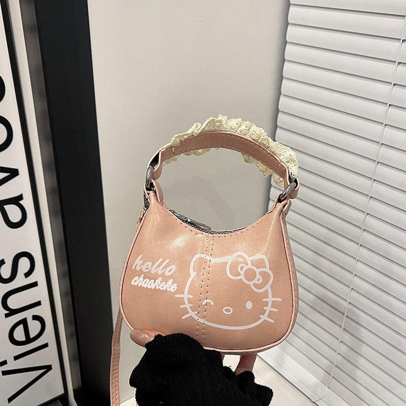 Women's Cross-Body Bag Handbag Cute Vintage Cat Lace Handbag Shoulder Messenger Bag