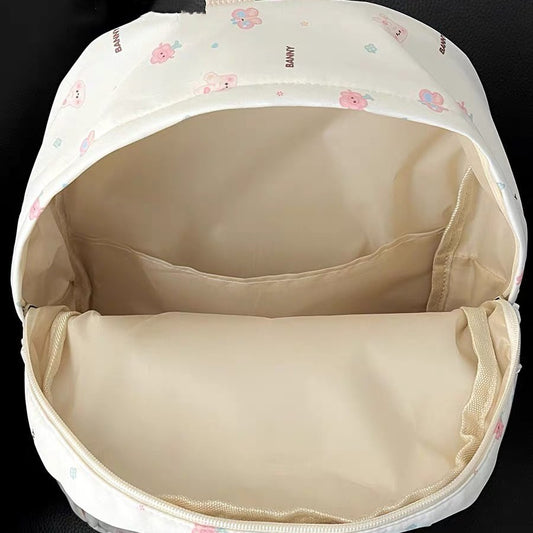 Cute Bunny Garden Backpack for Girls - Lightweight, Waterproof, and Stylish School Bag with Multiple Pockets