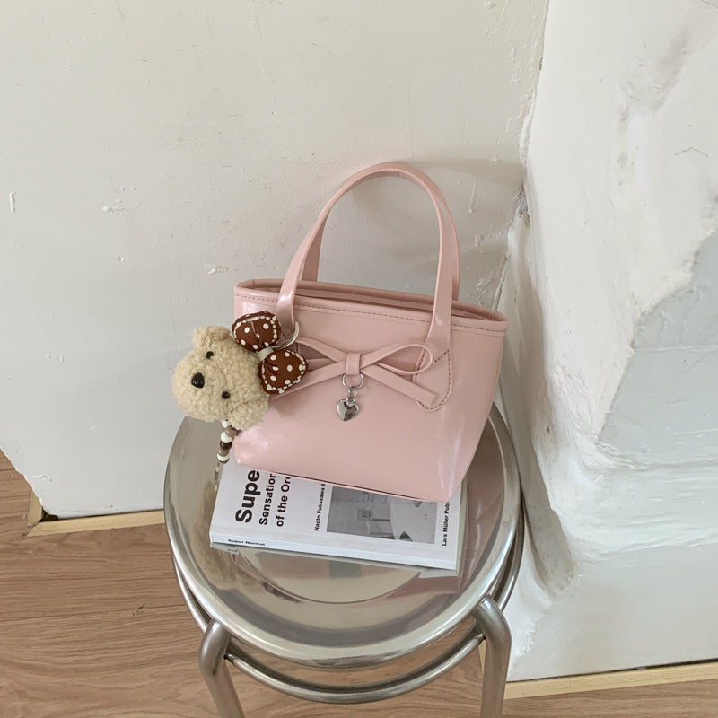 New Fashion Bowknot Bucket Bag Soft Pu Material Portable Crossbody Everyday Joker Practical Design