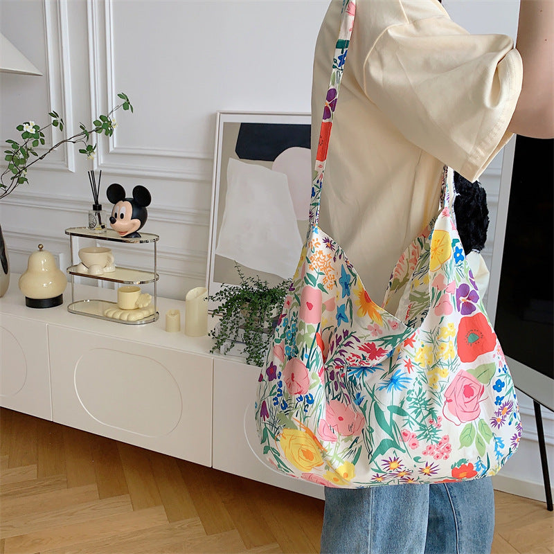 Women's Canvas Korean-Style Floral Cotton Bag Student Retro Shoulder Western Style Messenger Bag