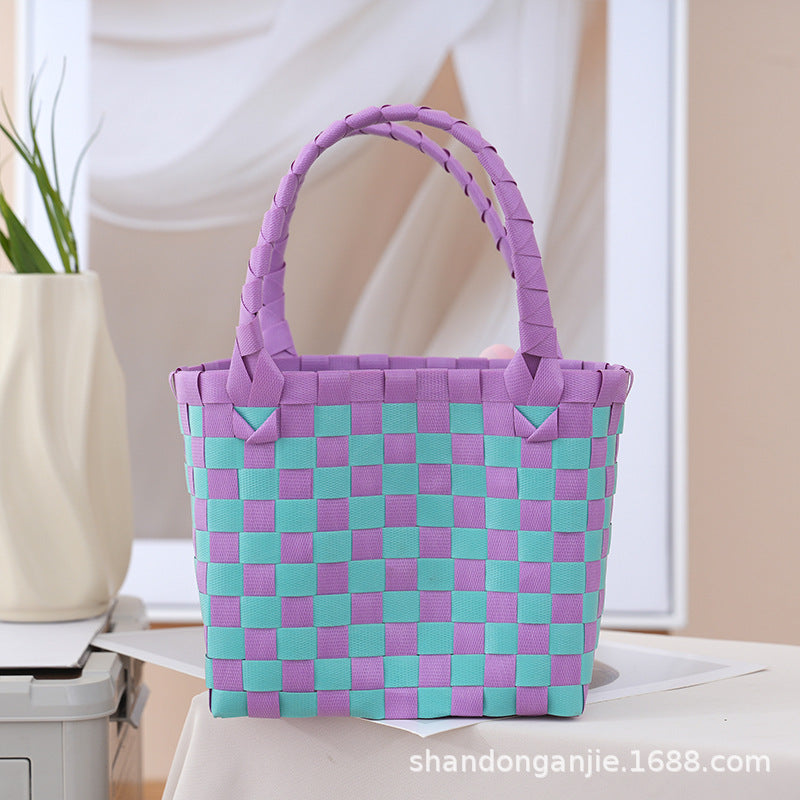Dopamine Color Gift Bag Large Capacity Portable Vegetable Basket Crossbody Outdoor All-Matching Handbag Fashion