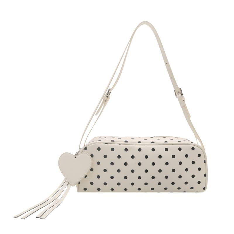 Retro Dots Women's Shoulder Bag New Fashion All-Match Heart Tassel Underarm Bag