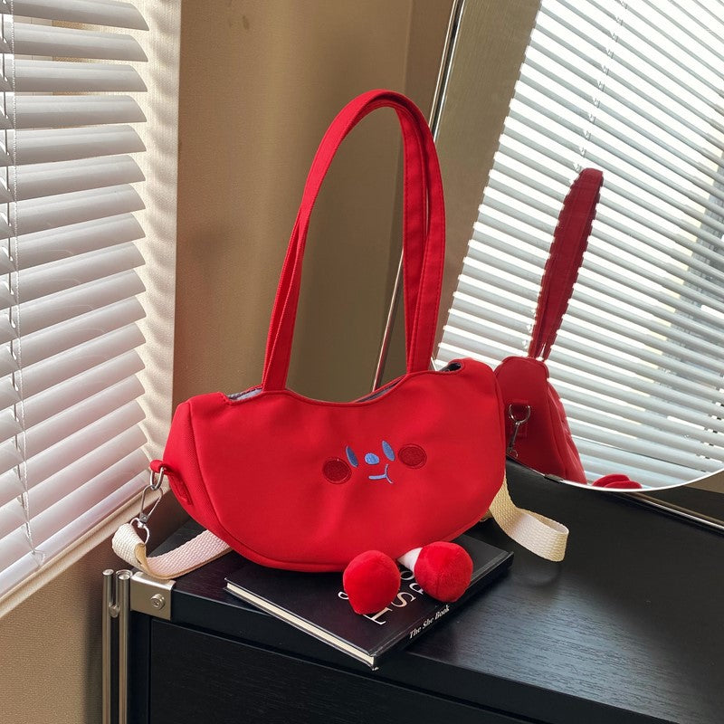 Cute Pea Pod Style Crossbody Bag 2025 Fashionable Soft Canvas Shoulder Bag with Playful Design for Daily Wear