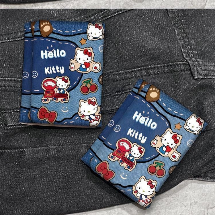 Hello Kitty Cowboy Style Lady Three-Fold Wallet Multiple Card Slots Cute Cartoon Design Daily Portable and Versatile Coin Purse