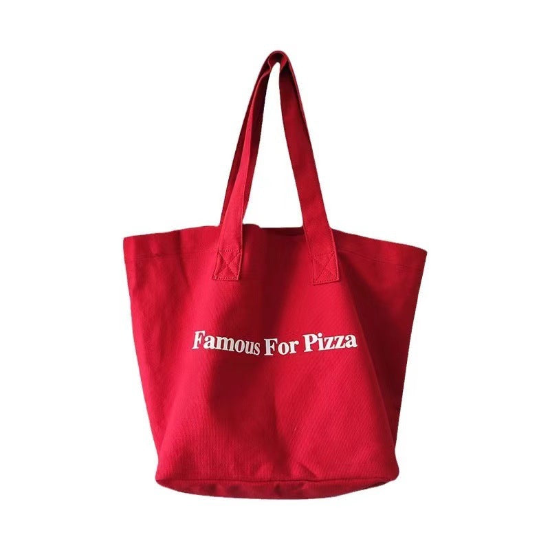 2024 New Casual Letter Print Canvas Tote Bag Large Capacity Shoulder Bag for Students Daily Use
