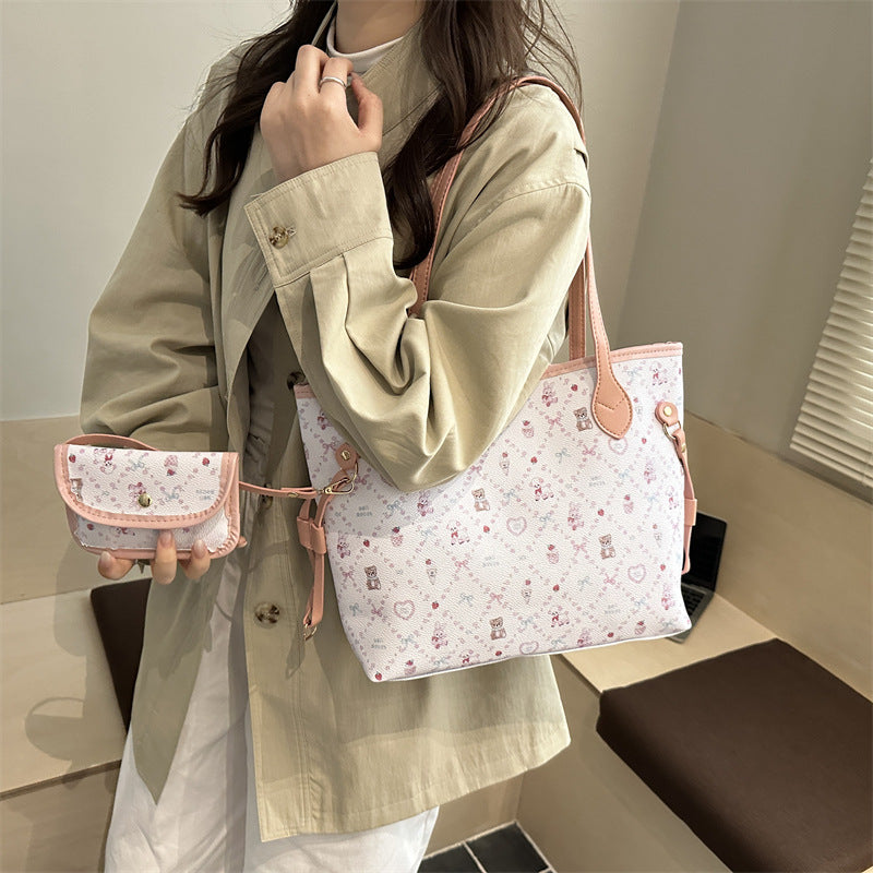New Printing Large Capacity Shoulder Tote Bag Female Fashion Personality Trend Design Everyday Joker Commuter Bag