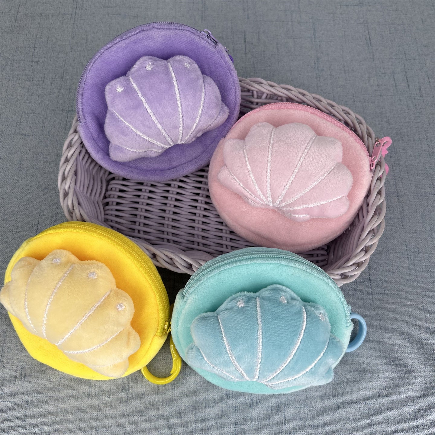 Cute Plush Shell Women's Coin Purse Pearl Design Children Daily Storage Small Bag Cartoon Hanging Ornaments