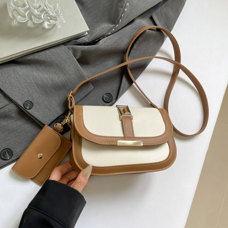 Simple Retro Patchwork Small Square Bag Women's Summer New Good-looking Fashion Korean Style Western Style Shoulder Messenger Bag