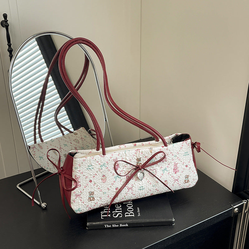 Korean Style Sweet Bow Bag Women's New Fashion Trendy All-Match Commute Shoulder Bag