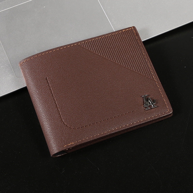 Elegant Men's Short Wallet with Multiple Card Slots, Durable PU Leather, VintageŷÃÀ Style with Stitching Detail
