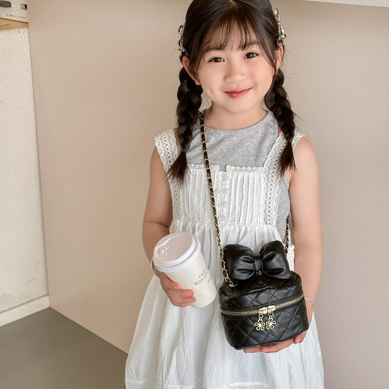 Women's Bag Fashionable Pu Western Style Fashion Sweet Little Princess Diamond Embroidery Thread Bow Chain Candy Color Shoulder Messenger Bag