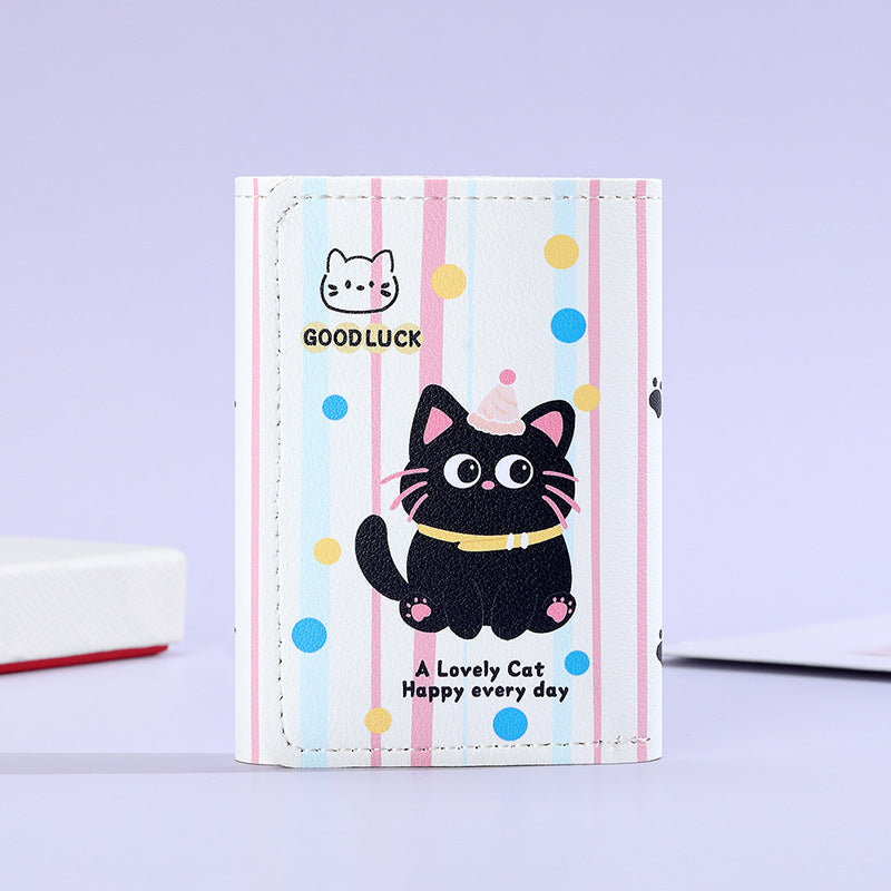 New Portable Wallet Small Large Capacity Three Fold Female Cute Cartoon Mini Purse Student Short Wallet Niche