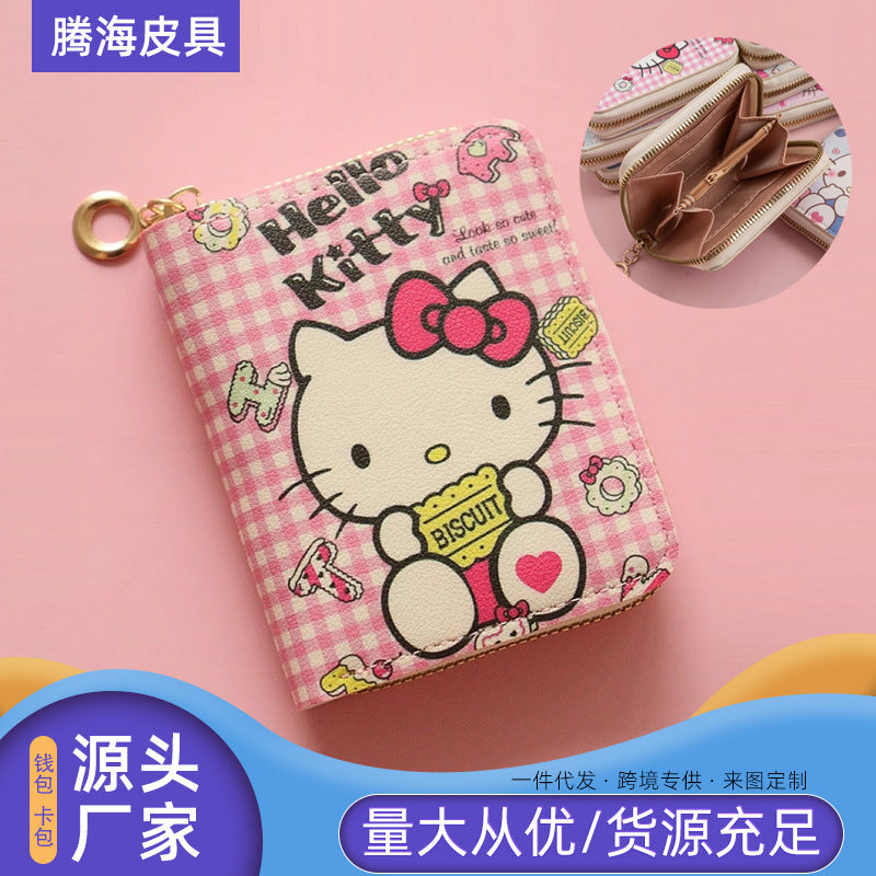 Hello Kitty Wallet Zipper Coin Small Wallet for Middle School Students Hello Kitty Card Holder