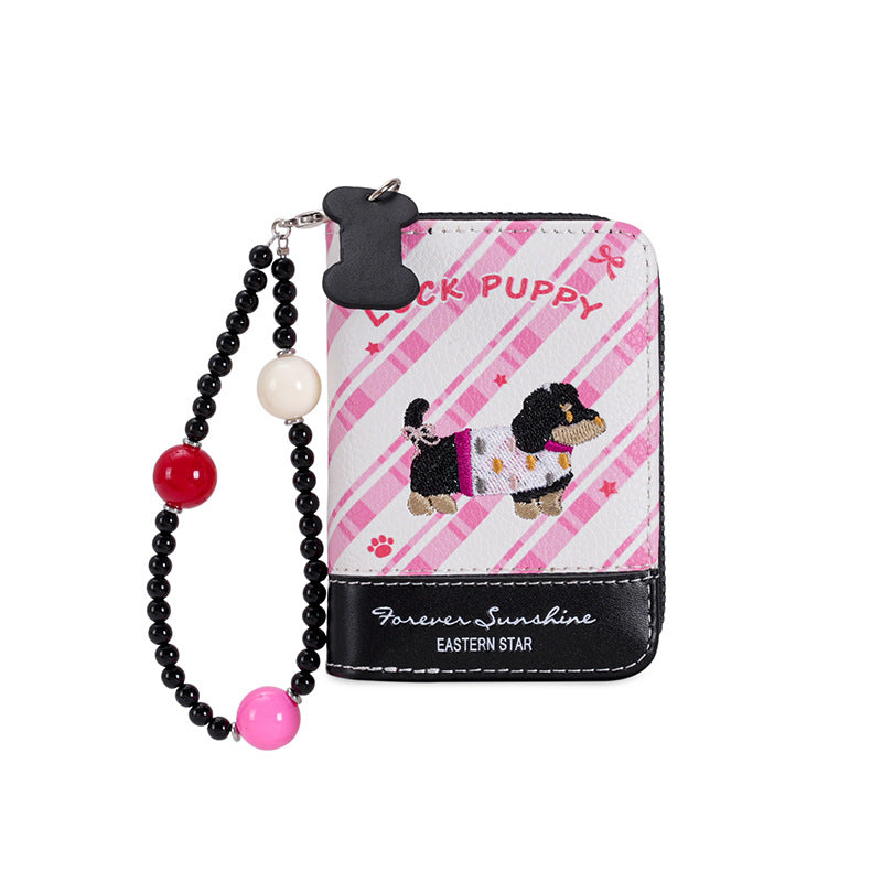 Wallet Ladies New Cute Sausage Dog Beaded Expanding Card Holder One Dopamine Good-looking Small Coin Purse