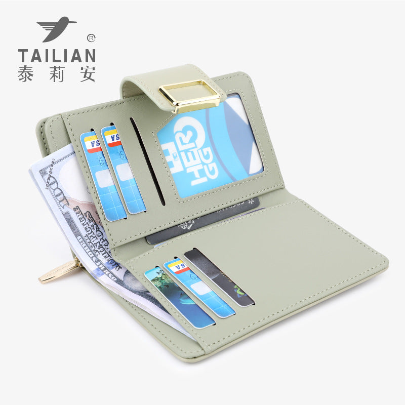 Minimalist PU Women's Wallet with Gold Buckle Design, Compact and Functional for Daily Use