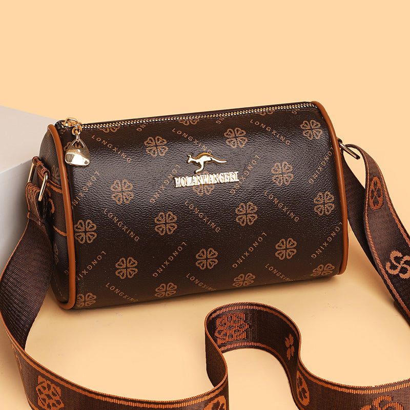 New High-Grade Large Capacity Boston Messenger Bag Women's Soft Leather Retro Shoulder Bag