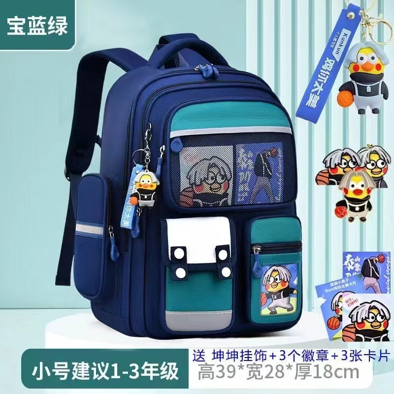Cartoon Children's Schoolbag Burden-Reducing Spine Protection Large Capacity Breathable Waterproof