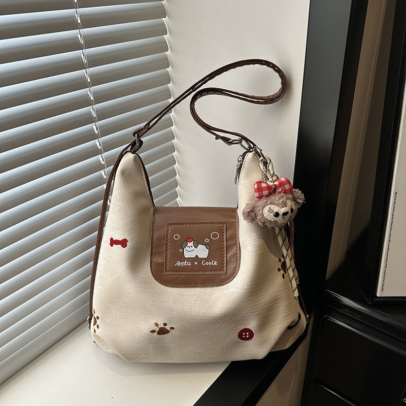New Cute Embroidered Ribbon Pendant Western Style Leisure Simple Daily Commuter Bag