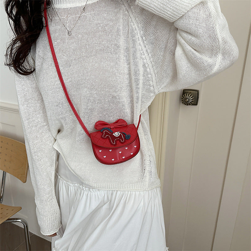 Korean Cute Kid's Messenger Bag Cartoon Girls One Shoulder Bow Coin Purse