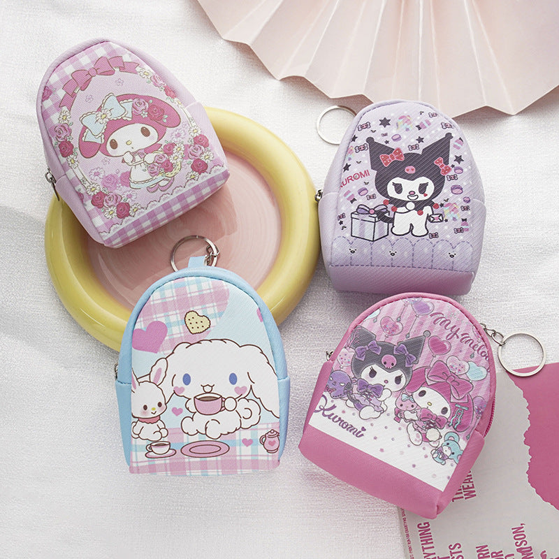 Cute Kuromi Mini Backpack Purse with Cartoon Design and Chain Keychain for Kids and Girls