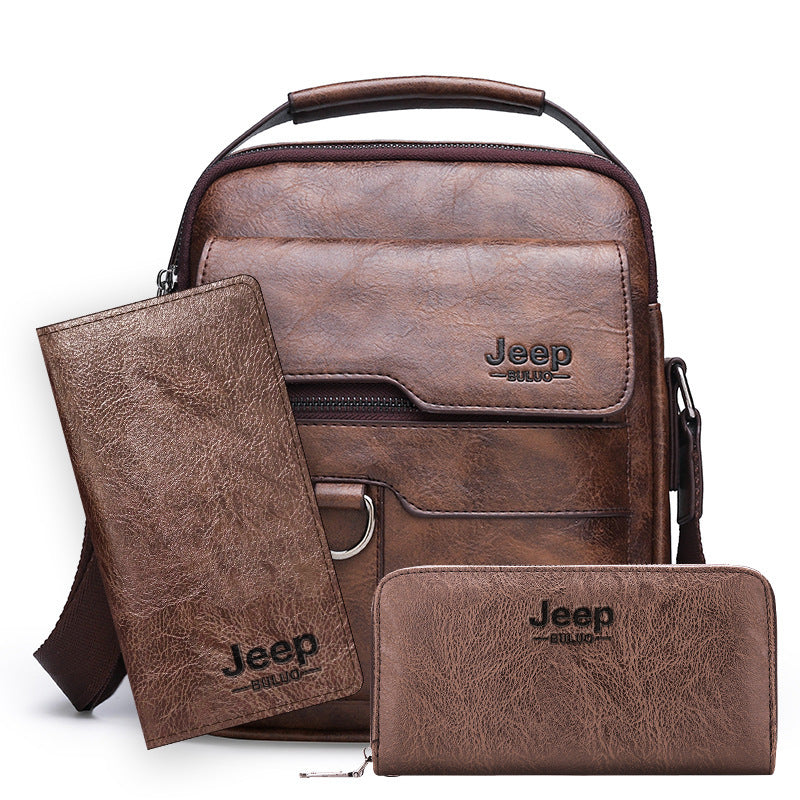 Retro Men's Shoulder Bag with Large Capacity, PU Leather Crossbody Bag for Business and Casual Use, Featuring Zipper Pockets and Stylish Stitching Design