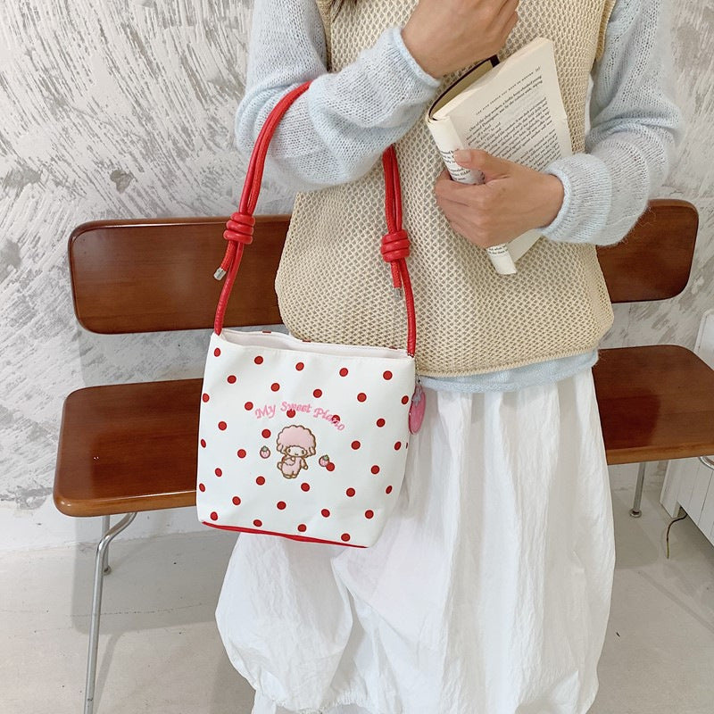 Cute Cartoon Checkered Crossbody Bag for Girls, Lightweight and Breathable Daily Style with Sweet Character Design