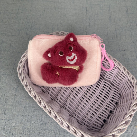 Women's Wallet Cute Plush Animal-Shaped Coin Purse Children's Cartoon Storage Bag with Zipper Keychain